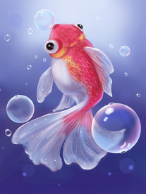 梦觉插画小金鱼