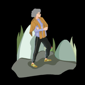 重阳节老人登高登山素材