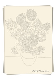 向日葵 梵高 线条稿