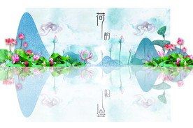 水墨荷花中国风背景