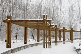 雪中公园凉亭