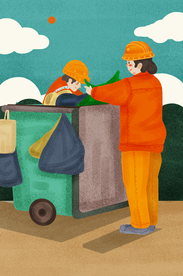 倒垃圾插画