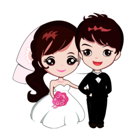 卡通新郎新娘
