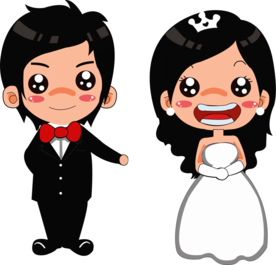 卡通新郎新娘