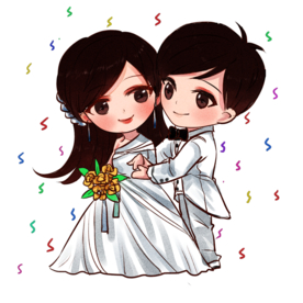 卡通新郎新娘