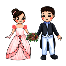 卡通新郎新娘