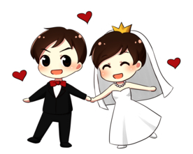 卡通新郎新娘