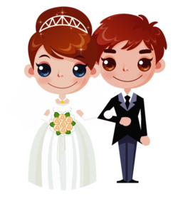 卡通新郎新娘