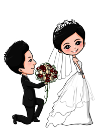 卡通新郎新娘