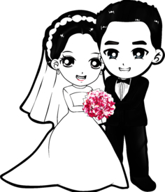 卡通新郎新娘