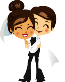 卡通新郎新娘