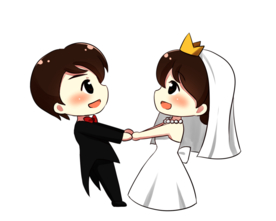 卡通新郎新娘