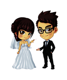 卡通新郎新娘