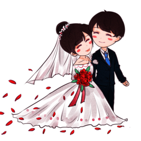卡通新郎新娘