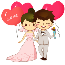 卡通新郎新娘