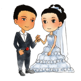 卡通新郎新娘