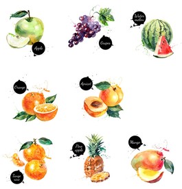 手绘水彩水果