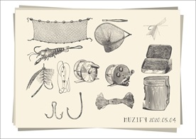 钓鱼工具 素描画