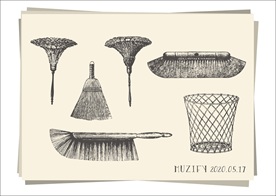 6款清洁工具素描画