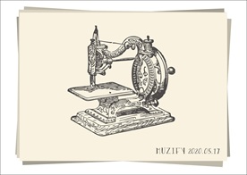 欧式复古小缝纫机素描画