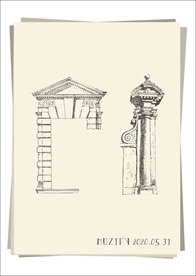 欧式复古石质窗棂手绘稿