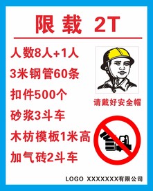 建筑工地施工电梯限载牌