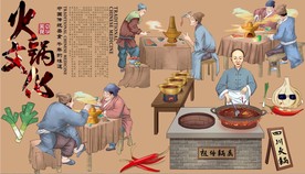 火锅文化背景墙PSD模板下载