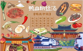 鸭血粉丝汤背景墙PSD模板下载