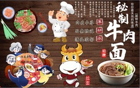 秘制牛肉面背景墙PSD模板下载