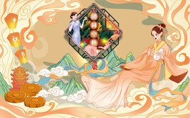 中秋节背景墙PSD模板下载