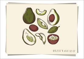 9款入牛油果素描画