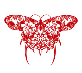 AI矢量传统蝴蝶剪图案