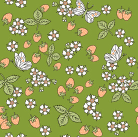 草莓 小白花 蝴蝶 叶子