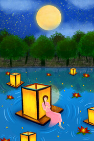 中秋节插画海报