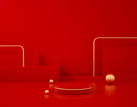红色C4D场景背景图