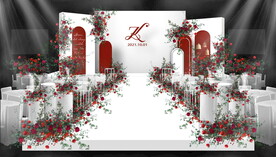 红白简约婚礼效果图