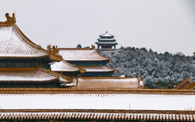 故宫房檐上的雪景