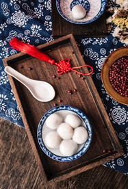 俯拍元宵汤圆摄影