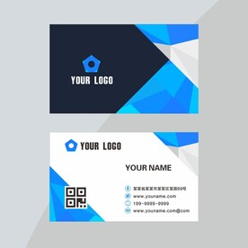 蓝色几何色调名片