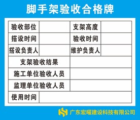 脚手架验收牌