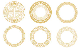 中式圆形花纹边框