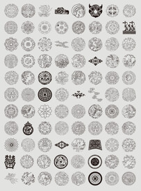 中式圆形花纹边框