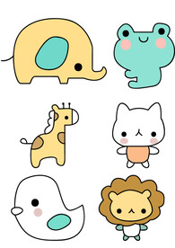 矢量手绘简笔画小动物