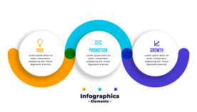 多彩弧形信息图表步骤