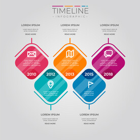 多彩菱形信息图表