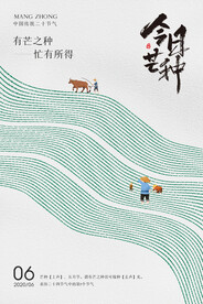 简约创意大气24节气芒种海报