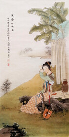 蕉荫仕女图