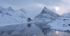 鸟瞰航拍雪山雪景岛屿自然风光