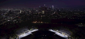 航拍城市夜景高楼霓虹鸟瞰风光