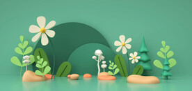 c4d花草 三维空间 立体花朵